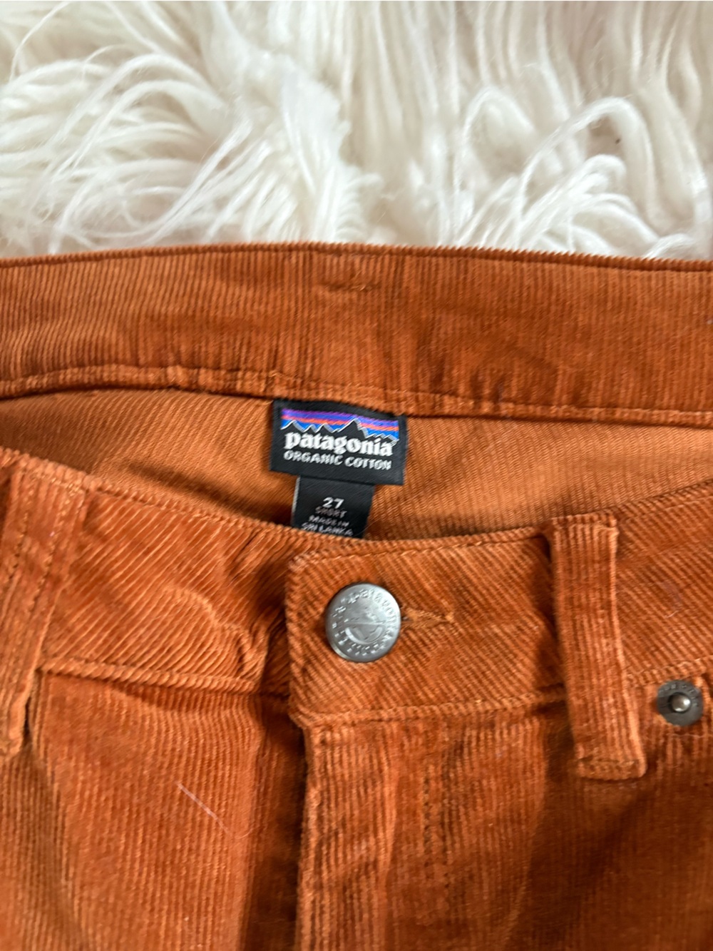 Patagonia Fitted Corduroy Pants Rust Orange Organic Cotton Size 27 - Picture 3 of 5